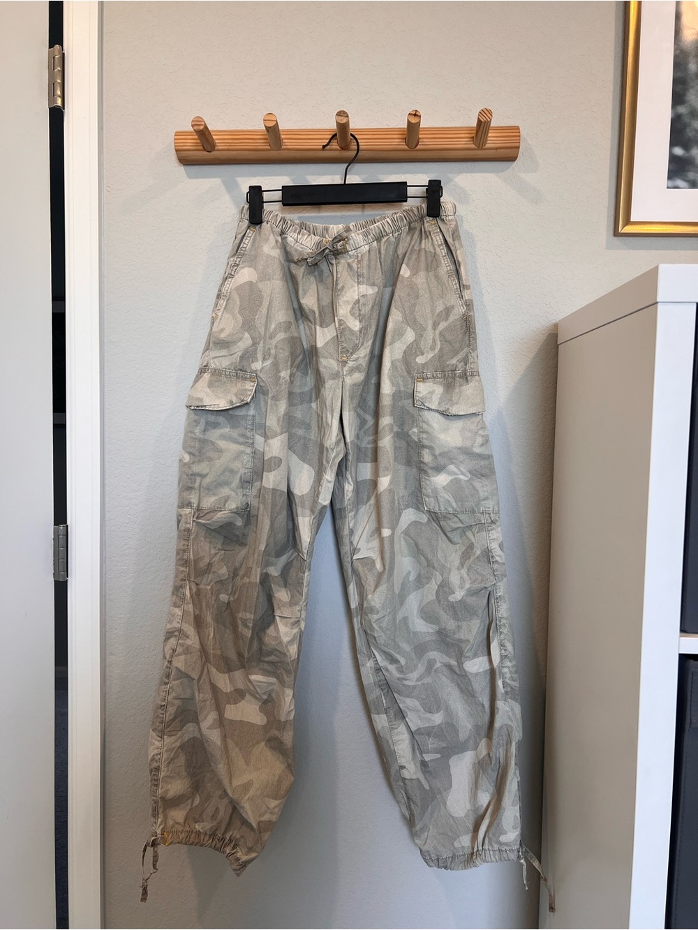 Women’s Beige Gray Camo Cargo Pants